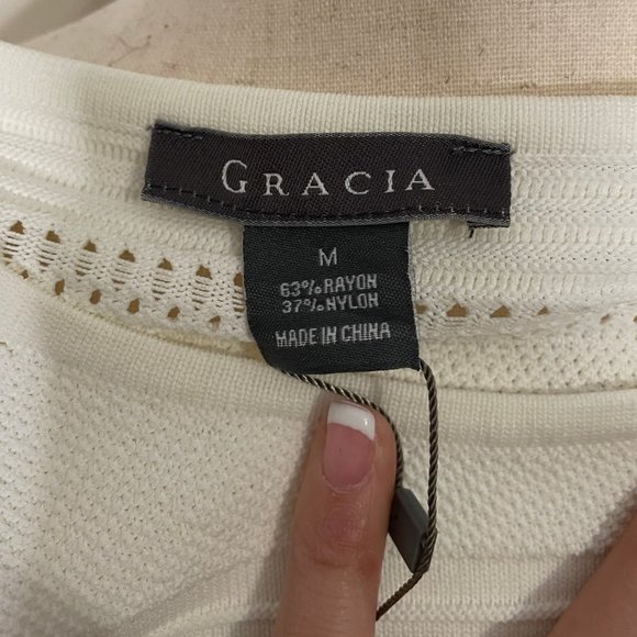 Gracia White Short Sleeve Top NWT - Picture 10 of 11